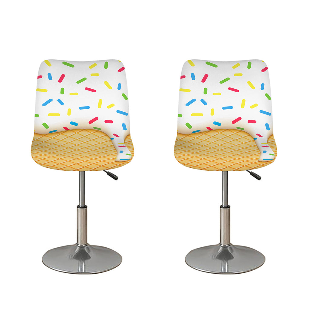 White Ice Cream Melted Print Bar Stool Covers