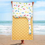White Ice Cream Melted Print Beach Towel