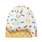 White Ice Cream Melted Print Beanie