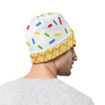 White Ice Cream Melted Print Beanie