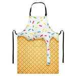 White Ice Cream Melted Print Bib Apron With Pocket