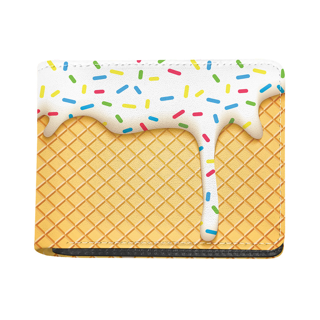 White Ice Cream Melted Print Bifold Wallet