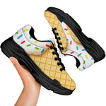 White Ice Cream Melted Print Black Chunky Shoes