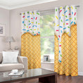 White Ice Cream Melted Print Dimout Grommet Curtains