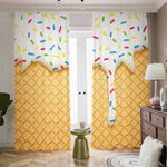 White Ice Cream Melted Print Blackout Pencil Pleat Curtains
