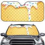 White Ice Cream Melted Print Car Windshield Sun Shade