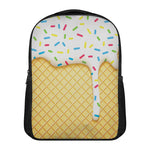 White Ice Cream Melted Print Casual Backpack