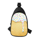 White Ice Cream Melted Print Chest Bag