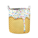 White Ice Cream Melted Print Collapsible Laundry Basket