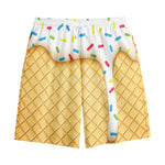White Ice Cream Melted Print Cotton Shorts