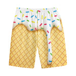 White Ice Cream Melted Print Cotton Shorts