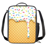 White Ice Cream Melted Print Crossbody Lunch Bag