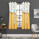 White Ice Cream Melted Print Curtain