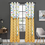 White Ice Cream Melted Print Curtain