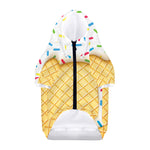 White Ice Cream Melted Print Dog Zip Up Hoodie