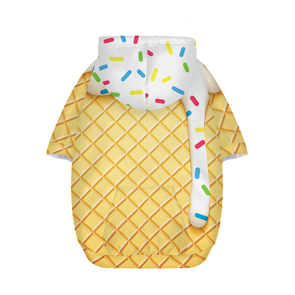 White Ice Cream Melted Print Dog Zip Up Hoodie