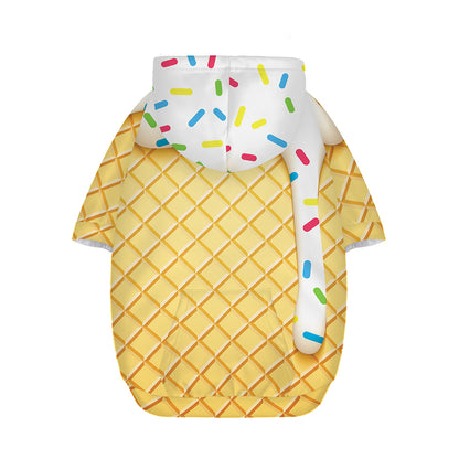 White Ice Cream Melted Print Dog Zip Up Hoodie