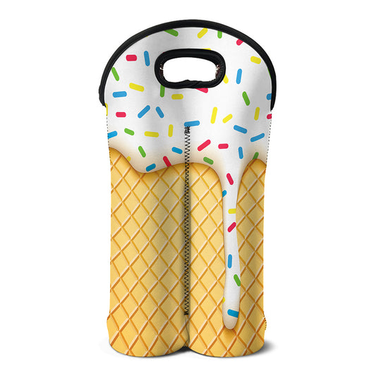 White Ice Cream Melted Print Double Neoprene Wine Tote