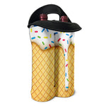 White Ice Cream Melted Print Double Neoprene Wine Tote