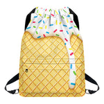 White Ice Cream Melted Print Drawstring Backpack
