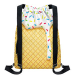 White Ice Cream Melted Print Drawstring Backpack