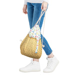 White Ice Cream Melted Print Drawstring Bag