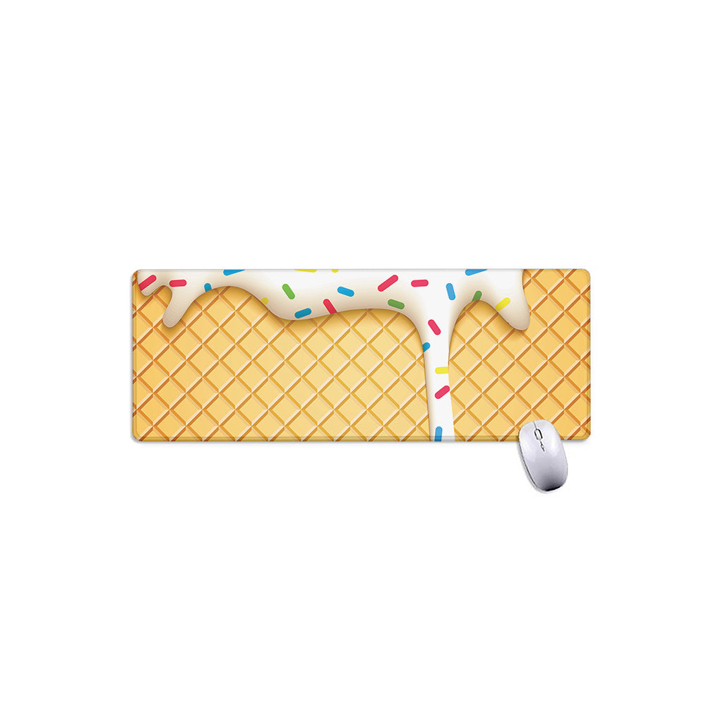 White Ice Cream Melted Print Extended Mouse Pad