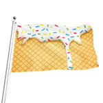 White Ice Cream Melted Print Flag