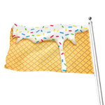 White Ice Cream Melted Print Flag