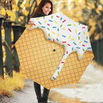 White Ice Cream Melted Print Foldable Umbrella