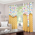 White Ice Cream Melted Print Grommet Curtains
