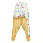 White Ice Cream Melted Print Hammer Pants