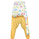 White Ice Cream Melted Print Hammer Pants