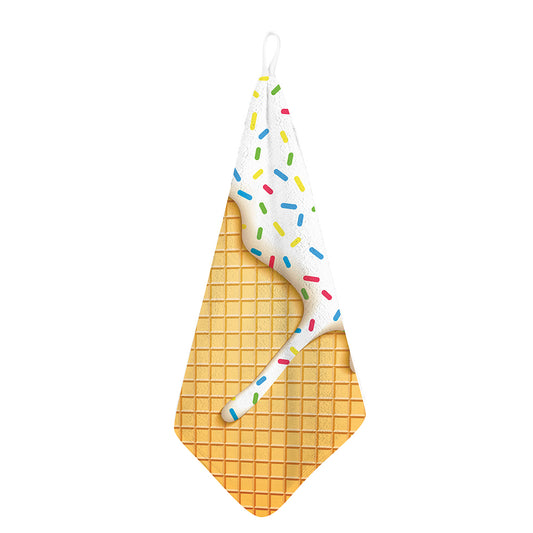 White Ice Cream Melted Print Hand Towel