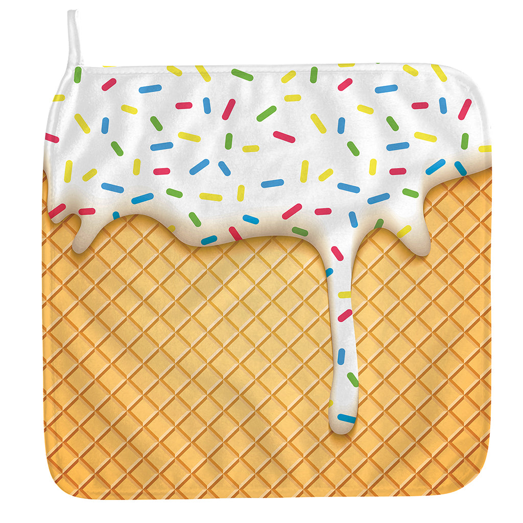 White Ice Cream Melted Print Hand Towel