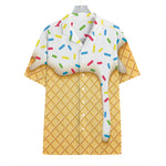 White Ice Cream Melted Print Hawaiian Shirt