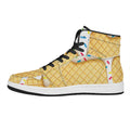 White Ice Cream Melted Print High Top Leather Sneakers