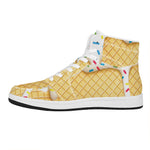 White Ice Cream Melted Print High Top Leather Sneakers