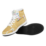 White Ice Cream Melted Print High Top Leather Sneakers
