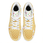 White Ice Cream Melted Print High Top Leather Sneakers
