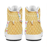 White Ice Cream Melted Print High Top Leather Sneakers