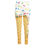 White Ice Cream Melted Print High-Waisted Pocket Leggings