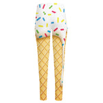 White Ice Cream Melted Print High-Waisted Pocket Leggings