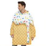 White Ice Cream Melted Print Hoodie Blanket