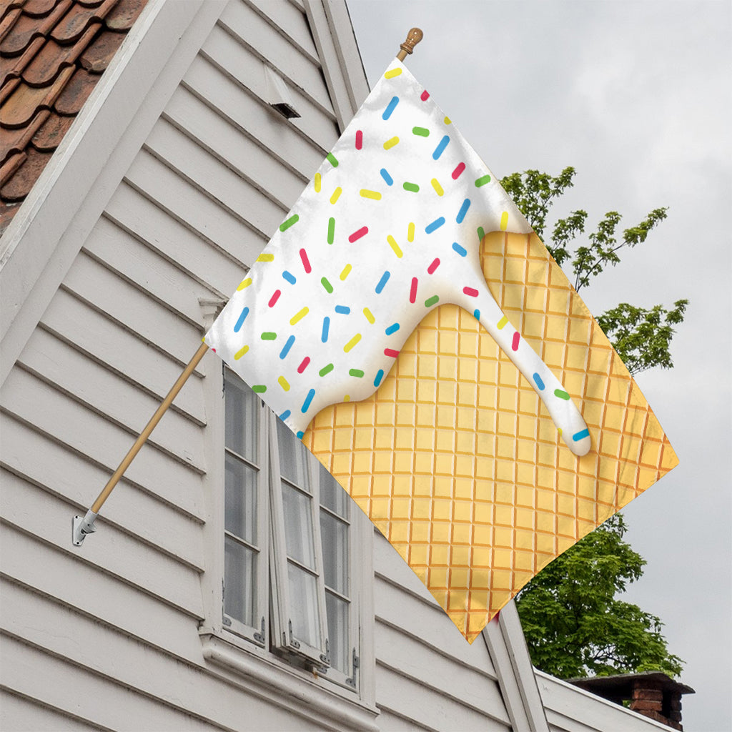 White Ice Cream Melted Print House Flag