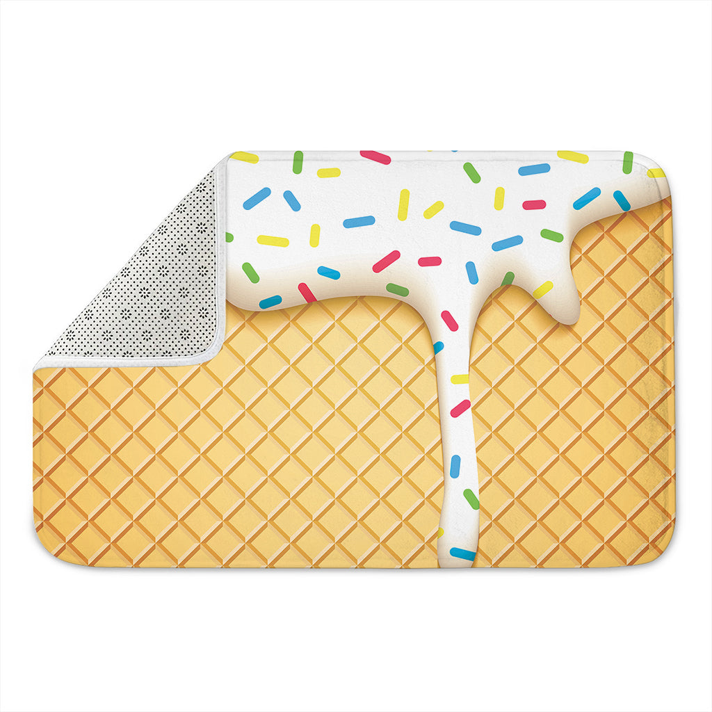White Ice Cream Melted Print Indoor Door Mat