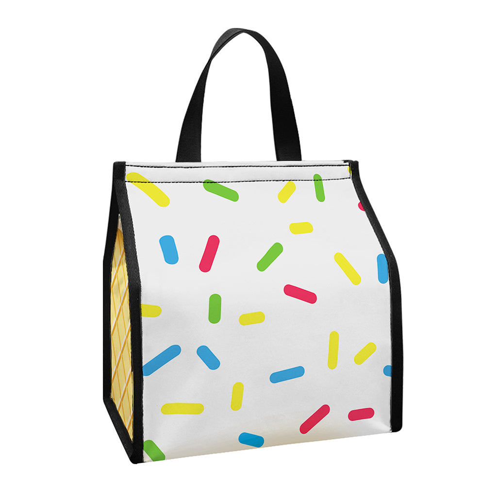 White Ice Cream Melted Print Insulated Lunch Tote