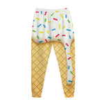 White Ice Cream Melted Print Jogger Pants