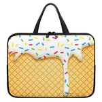 White Ice Cream Melted Print Laptop Sleeve With Handle