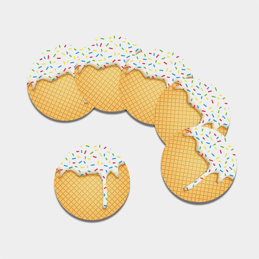 White Ice Cream Melted Print Leather Coaster Set